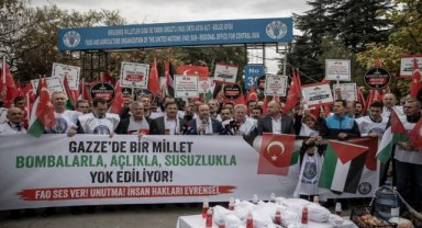 Toç Bir-Sen'den İsrail'in saldırılarına tepkisiz kaldığı gerekçesiyle FAO'ya protesto 