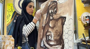 Ürdünlü genç ressam, kınayla yaptığı "Yarım Hayat" tablosunda Gazzelilerin acılarını anlatıyor