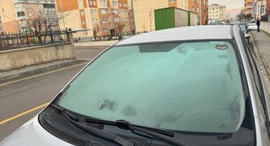 Erzurum ve Kars'ta araç camları buz tuttu, bitkiler kırağıyla kaplandı