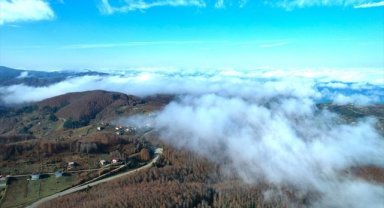 Kastamonu'da vadilere çöken sis ve ormanlık alanlar dron ile görüntülendi