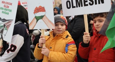 Nevşehir'de anne ve çocukları Filistin'e destek için buluştu