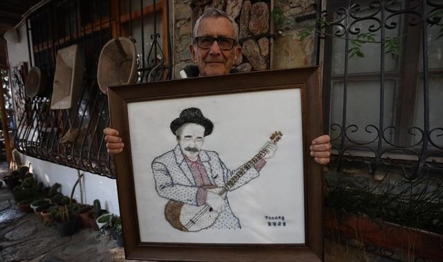 Sanatçı Tuncay Yurtsever 34 bin toplu iğneyle Aşık Veysel'in portresini yaptı