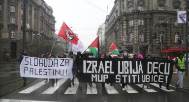 Sırbistan'da yasaklanmasına rağmen Filistin'e destek eylemi yapıldı