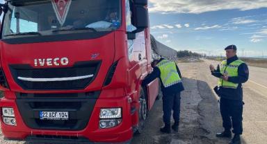 Edirne Keşan'da 'kış lastiği' denetimi