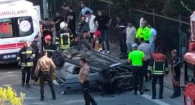 Otomobil refüje çarpıp takla attı: 2'si ağır 4 yaralı