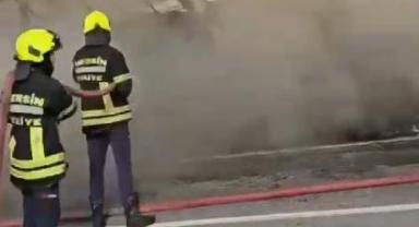 TIR’ın dorsesi küle döndü