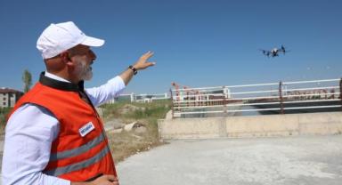 Kocasinan'da dron ile ilaçlama