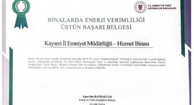 Bakanlıktan Kayseri Emniyet’ine üstün başarı ödülü