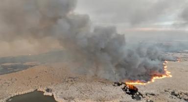 Kayseri'deki Sultan Sazlığı Milli Parkı'nda yangın