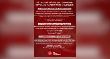 Milletvekili Ersoy’dan Kayseri’ye 3 Büyük Yatırım Müjdesi