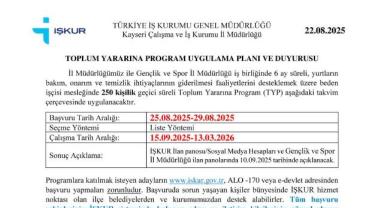 Kayseri’de yurtlar için 250 kişilik TYP uygulanacakc