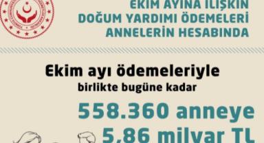 558 Bin Anneye Toplam 5,86 Milyar TL Doğum Yardımı