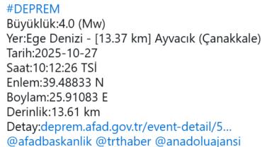 Çanakkale'de Korkutan Deprem! Bölgede Panik Yaşandı