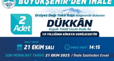 Erciyes’te 2 dükkân 10 yıllığına kiraya verilecek