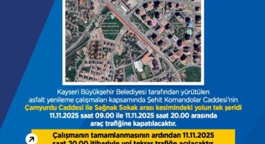 Kayseri’de Şehit Komandolar Caddesi trafiğe kapanıyor