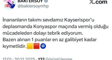Baki Ersoy’dan Kayserispor’a övgü: 1 puan değerli