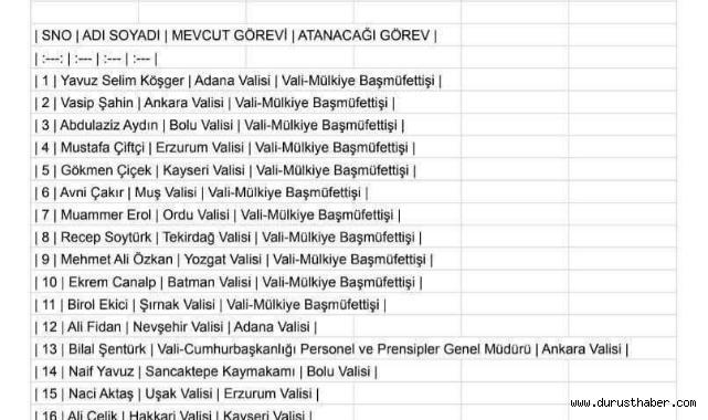 Valiler Kararnamesi Ocak Ayında Yürürlüğe Girecek