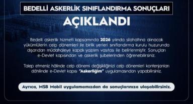 2026 Bedelli Askerlik Sınıflandırma Sonuçları Açıklandı