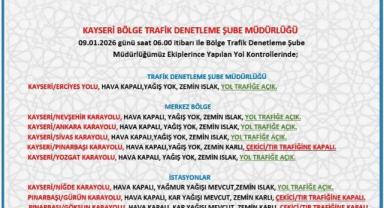 Kayseri’de Yol Durumu Açıklandı: Bazı Güzergâhlara Kısıtlama