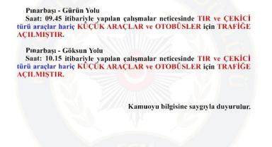 Pınarbaşı yolları kısmen açıldı