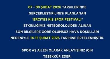 Erciyes Kış Spor Festivali hava şartları nedeniyle ertelendi