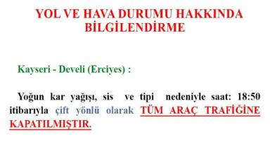 Kayseri-Develi Yolu Çift Yönlü Kapandı