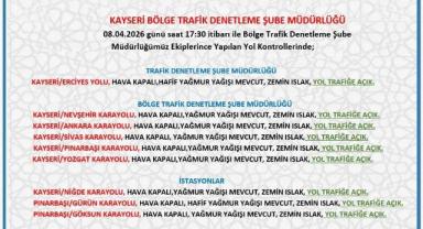 Kayseri’de Tüm Ana Yollar Trafiğe Açık