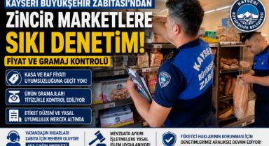 Kayseri Büyükşehir Zabıtası’ndan Zincir Marketlere Sıkı Denetim: Fiyat ve Gramaj Kontrolü
