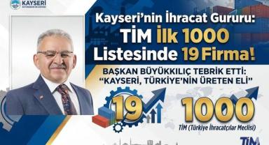 Kayseri’nin İhracat Gururu: TİM İlk 1000 Listesinde 19 Firma!
