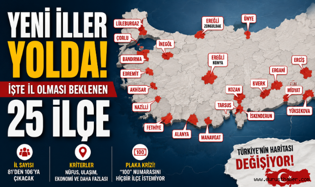 Yeni İller Yolda! İşte İl Olması Beklenen 25 İlçe
