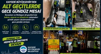 Kayseri'de Alt Geçitlerde Gece Mesaisi Aralıksız Sürüyor
