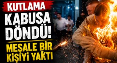 Kayseri'de Düğünde Korku! Meşale Bir Anda Patladı