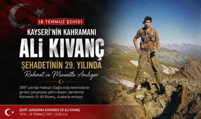Kayseri’nin Kahramanı Ali Kıvanç Şehadetinin 29. Yılında Anılıyor