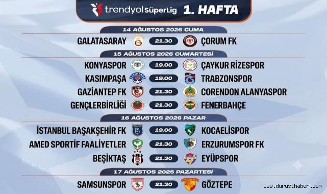 Süper Lig'de İlk Hafta Programı Belli Oldu